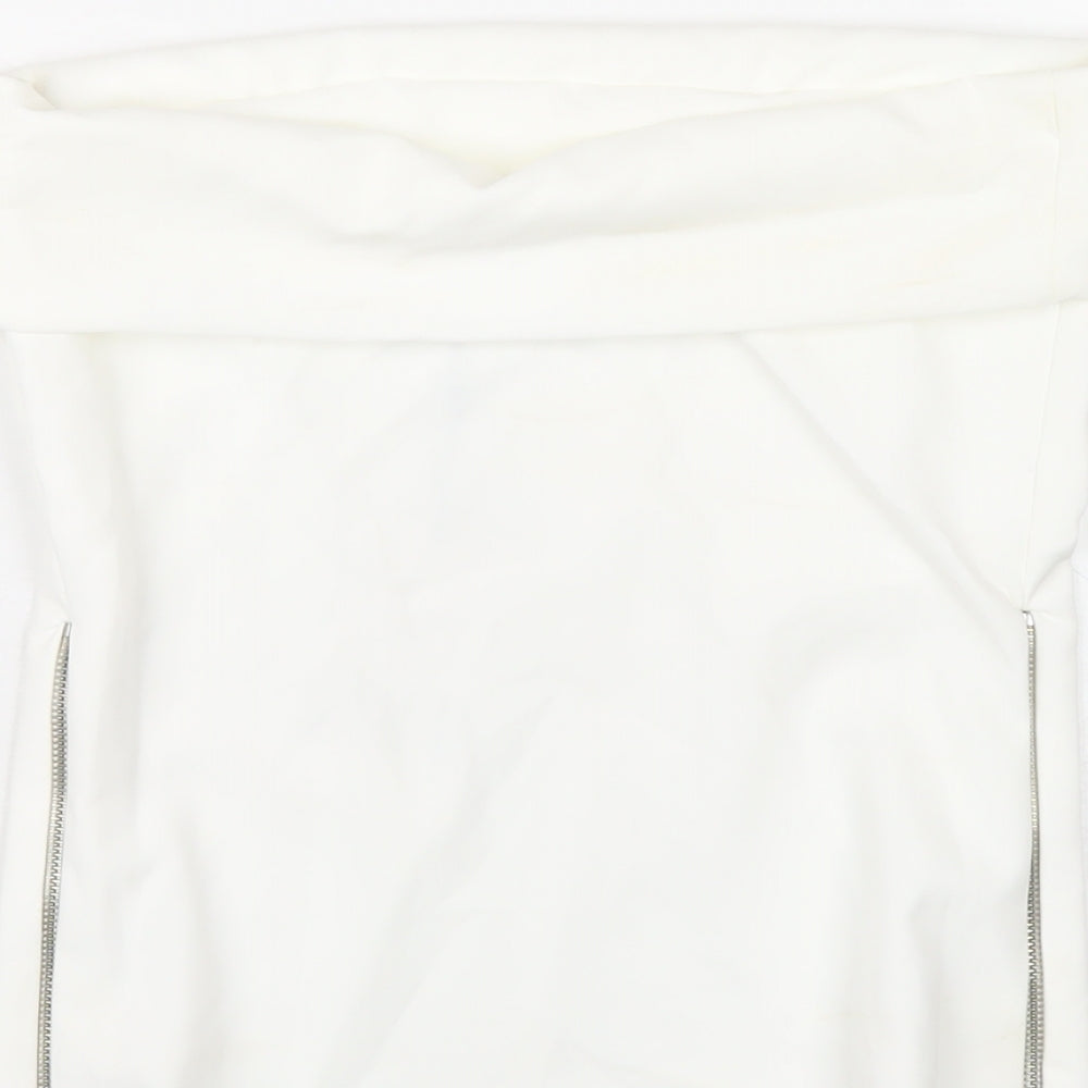 Zara Womens White Polyester Basic T-Shirt Size S Square Neck