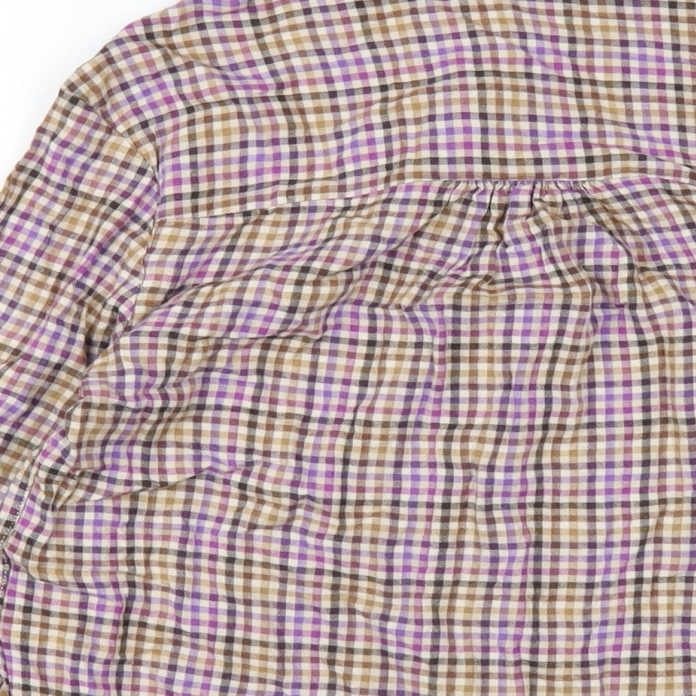 NEXT Womens Multicoloured Check Viscose Basic T-Shirt Size 8 Round Neck