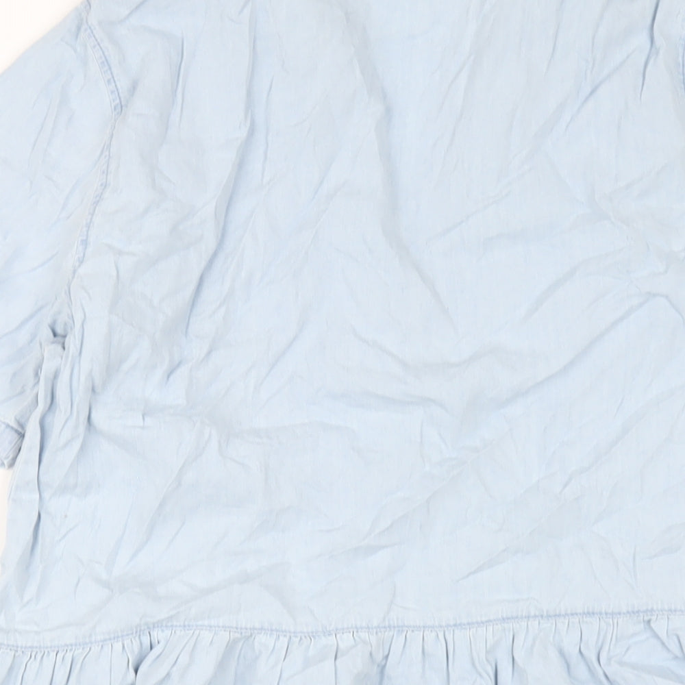 Stradivarius Womens Blue Cotton A-Line Size L V-Neck Pullover