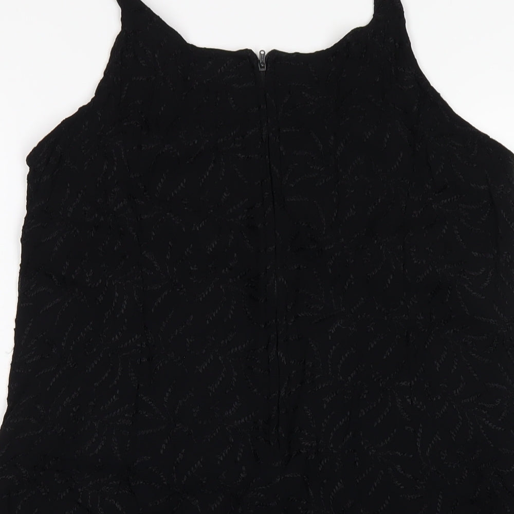 Dorothy Perkins Womens Black Polyester A-Line Size 12 Round Neck Zip