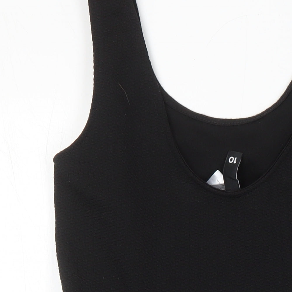H&M Womens Black Polyester A-Line Size 10 Scoop Neck
