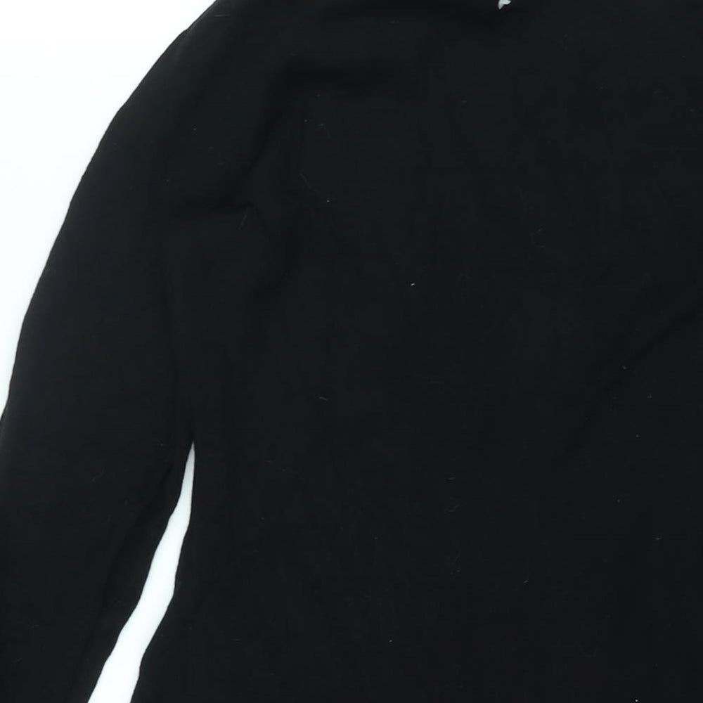 Monsoon Womens Black Viscose Jumper Dress Size 8 Mock Neck Button - Twist Detail