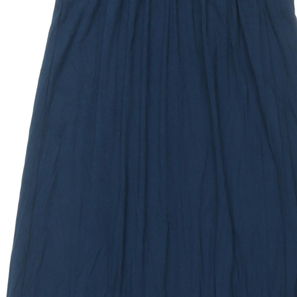 Warehouse Womens Blue Viscose Maxi Size 12 Scoop Neck Pullover - Beaded Neckline