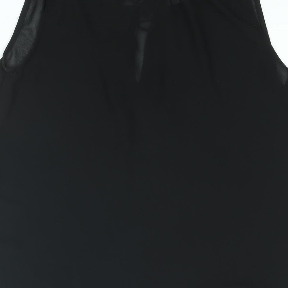 H&M Womens Black Polyester Camisole Blouse Size 6 Round Neck - Tassle Keyhole Neck