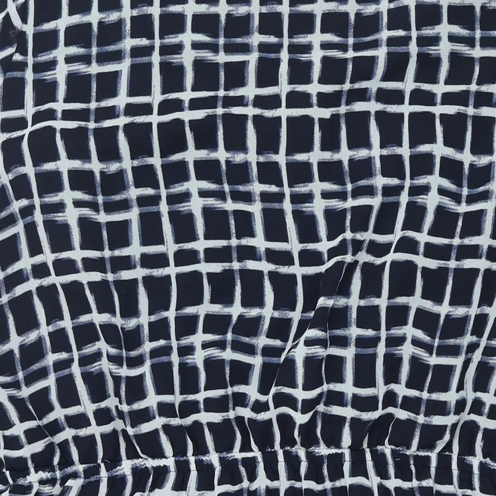 Label Be Womens Blue Check Polyester Shift Size 18 Round Neck Button
