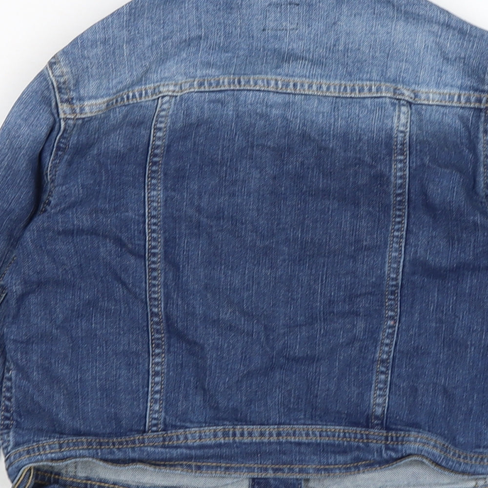 Gap Girls Blue Biker Jacket Size L Button