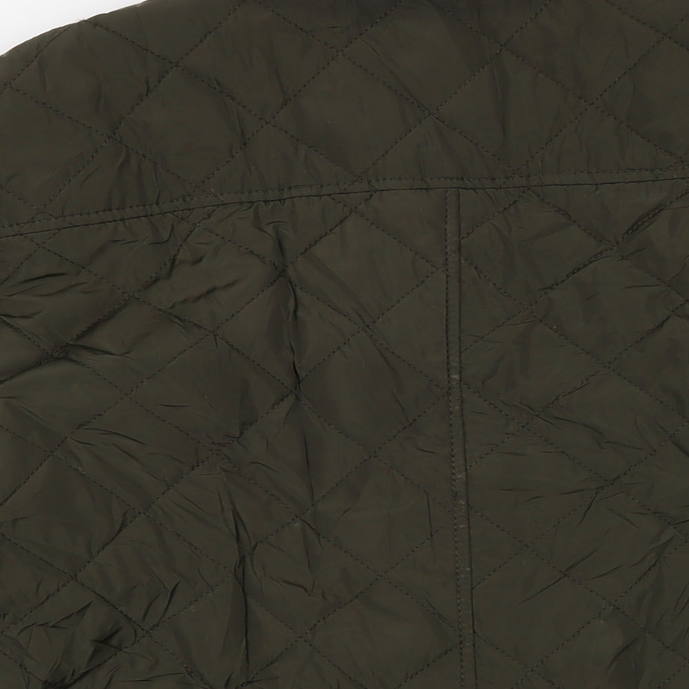 Zara Mens Green Quilted Jacket Size L Zip