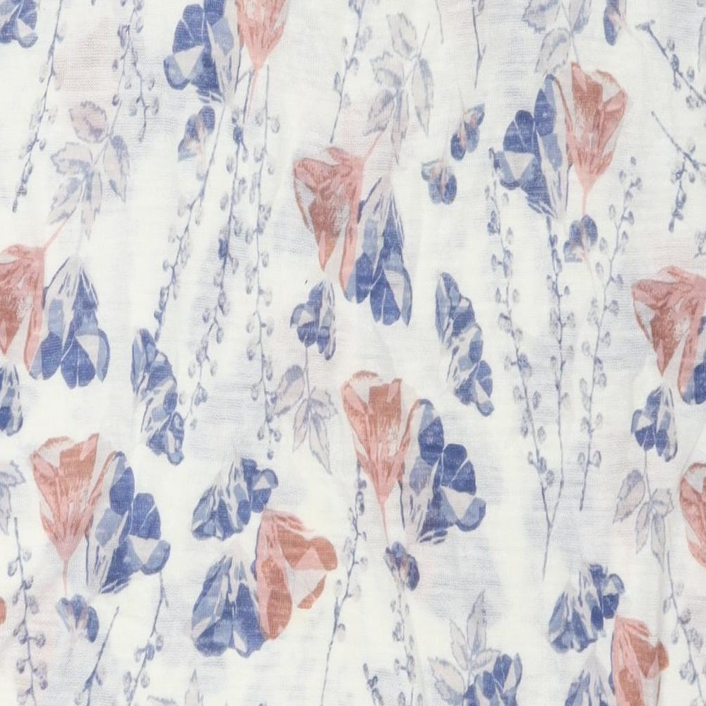 Per Una Womens White Floral Acrylic Tunic T-Shirt Size 14 Round Neck