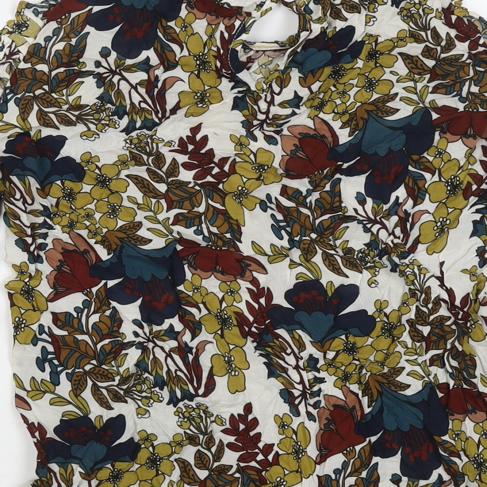 Nanette Womens Multicoloured Floral Viscose Basic Blouse Size XS Round Neck - Cold Shoulder