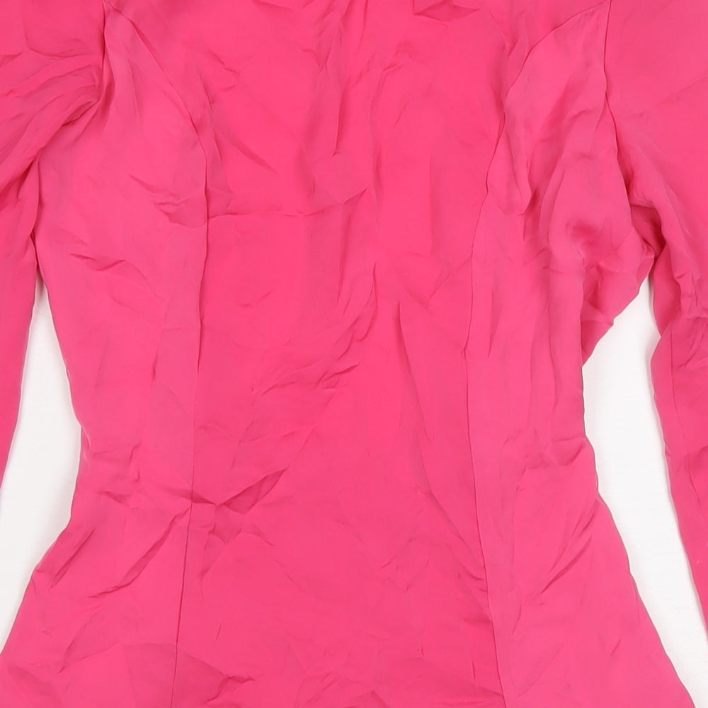 Bershka Womens Pink Polyester A-Line Size XS Round Neck Button - Shoulder Pads