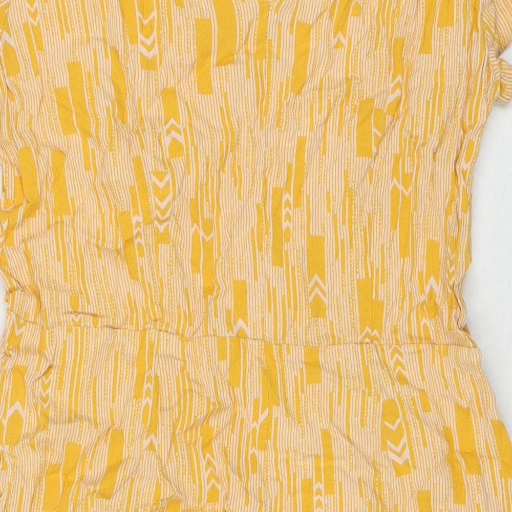 Samsøe Samsøe Womens Orange Geometric Viscose A-Line Size XL Round Neck Button - Pockets