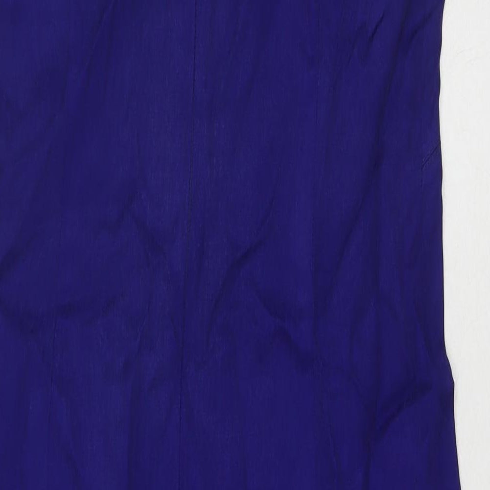 Precis Womens Blue Viscose A-Line Size 12 Round Neck Zip