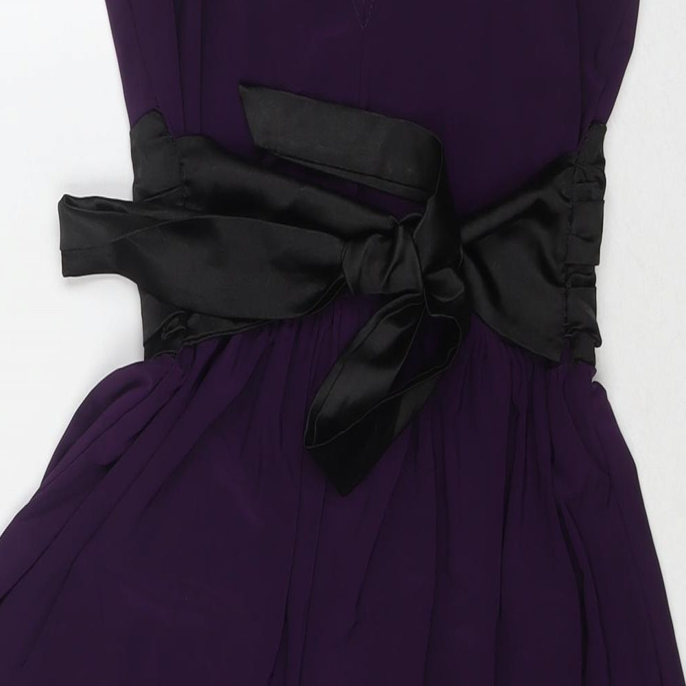 West One Womens Purple Polyester Mini Size 8 V-Neck Pullover