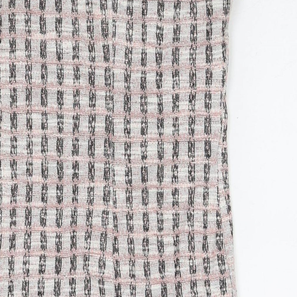 Dorothy Perkins Womens Beige Check Polyester A-Line Size 8 Round Neck Pullover