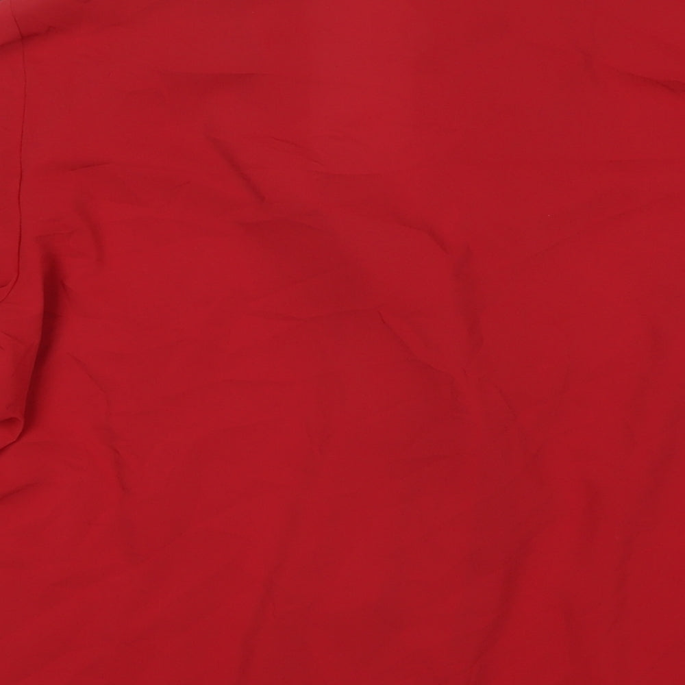 Marks & Spencer Womens Red Polyester Basic Button-Up Size 18 Collared