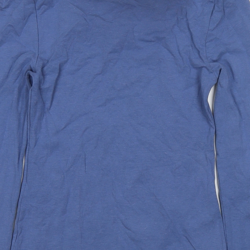 IRIS Womens Blue Acrylic Basic T-Shirt Size S Round Neck