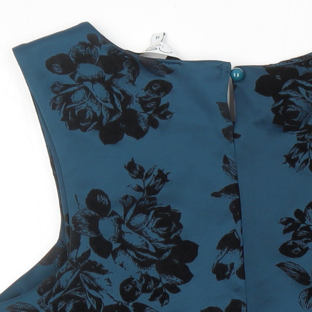 New Look Womens Multicoloured Floral Polyester Tunic Button-Up Size 14 Boat Neck