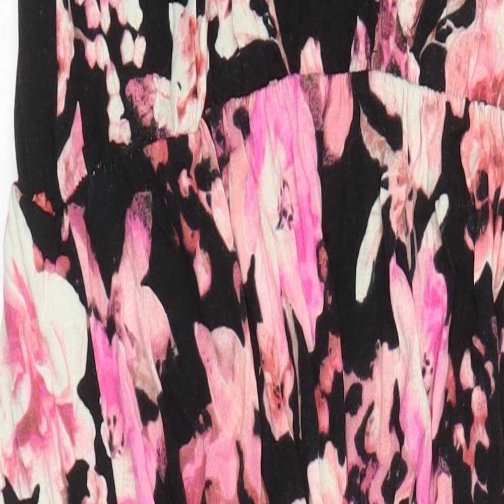H&M Womens Ivory Floral Viscose Maxi Size M Round Neck