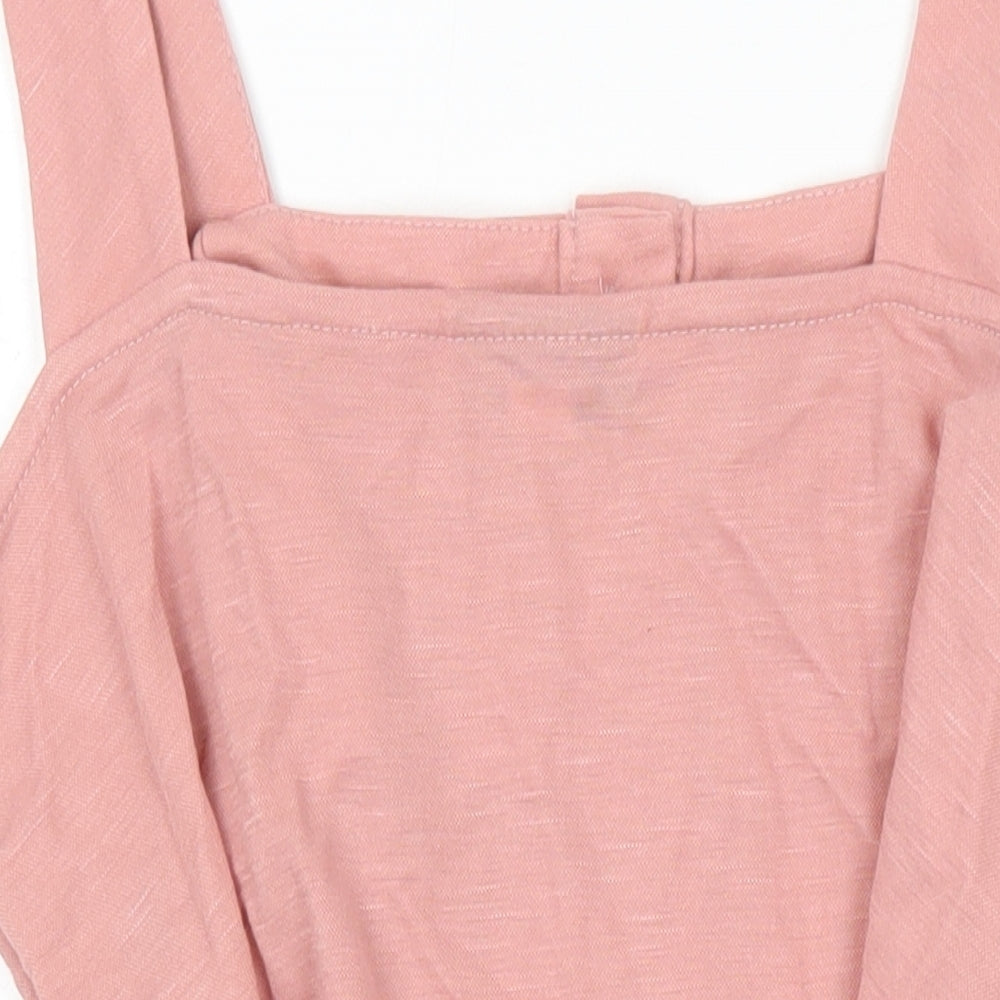 Topshop Womens Pink Houndstooth Viscose A-Line Size 12 Square Neck