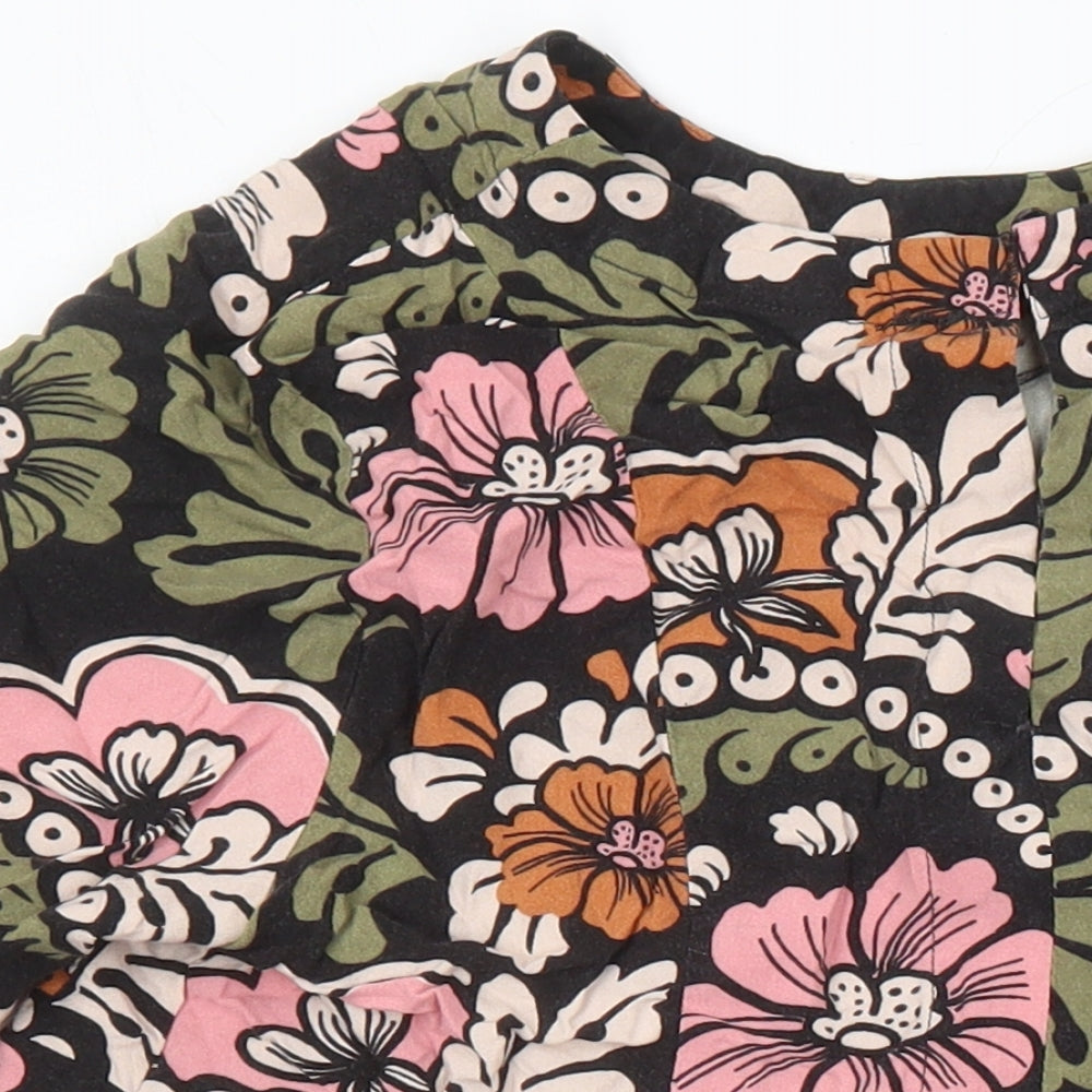 H&M Womens Multicoloured Floral Viscose A-Line Size 10 Round Neck