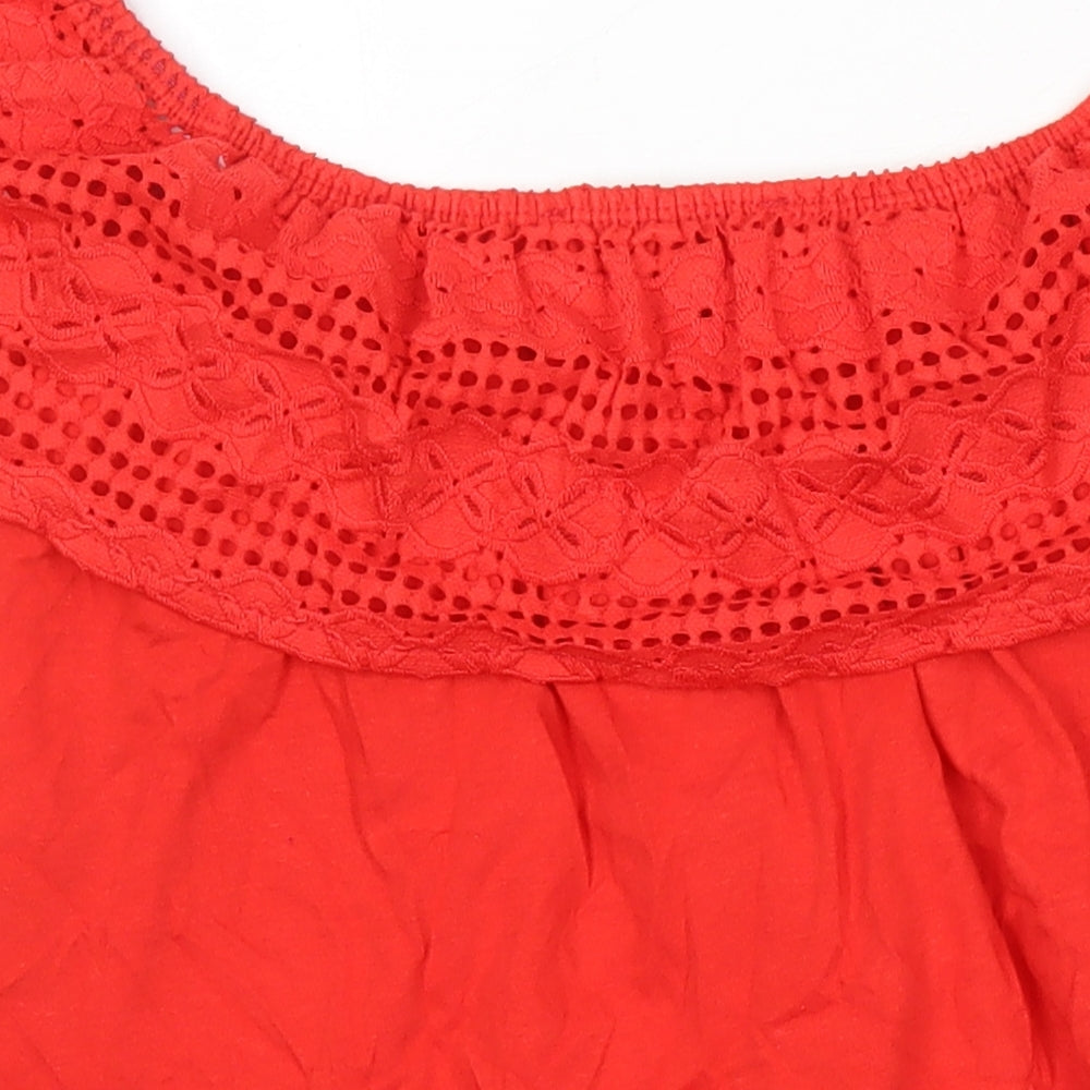 Dorothy Perkins Womens Red Cotton Tunic T-Shirt Size 16 Boat Neck