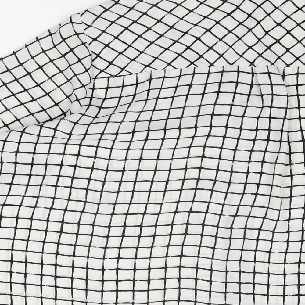 Dorothy Perkins Womens White Geometric Polyester Basic Button-Up Size 10 Collared
