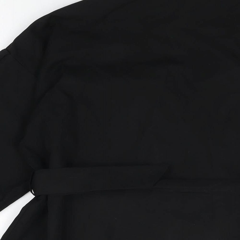 I SAW IT FIRST Womens Black Cotton Shirt Dress Size 10 Collared Button