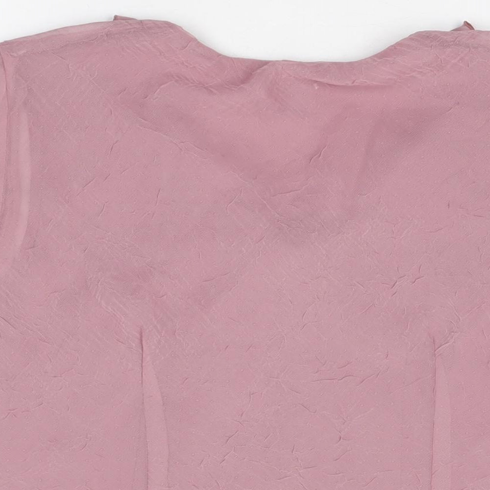 Roman Womens Pink Polyester Basic Blouse Size 16 V-Neck