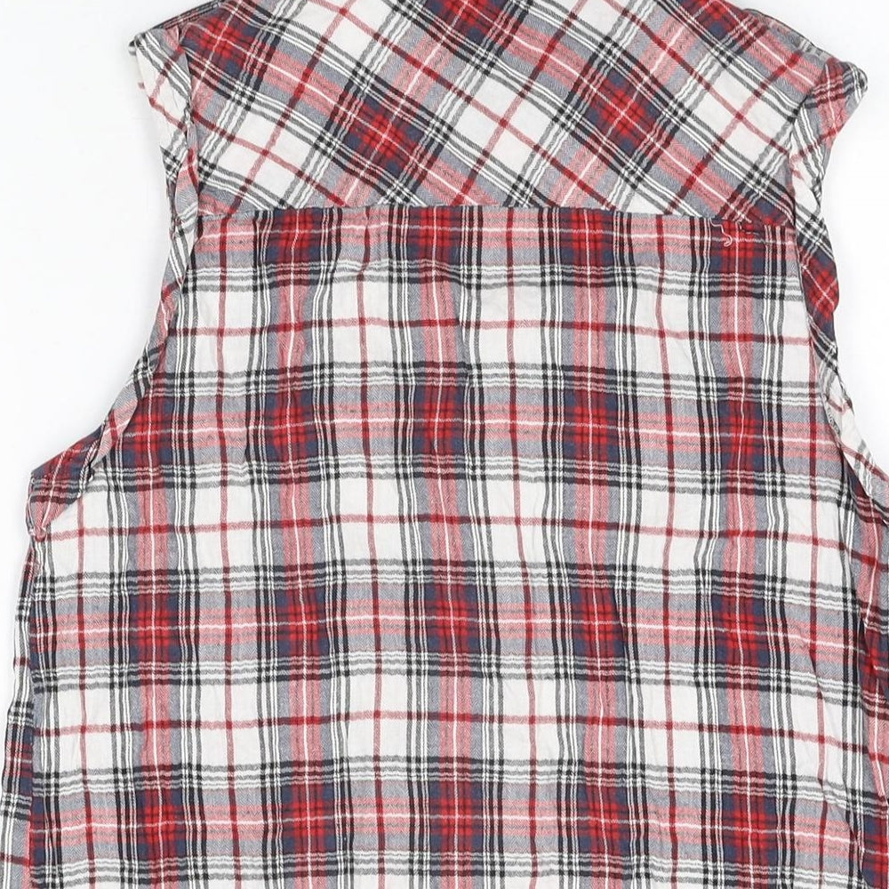 Innocence Womens Red Plaid Cotton Basic Button-Up Size 10 Collared