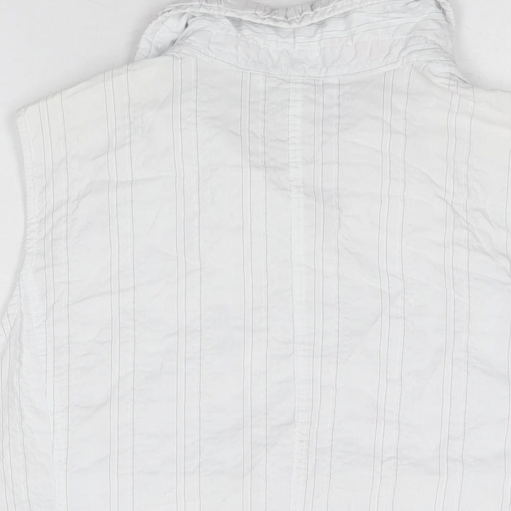 Bexley's Womens White Striped Polyamide Basic Button-Up Size 16 Collared