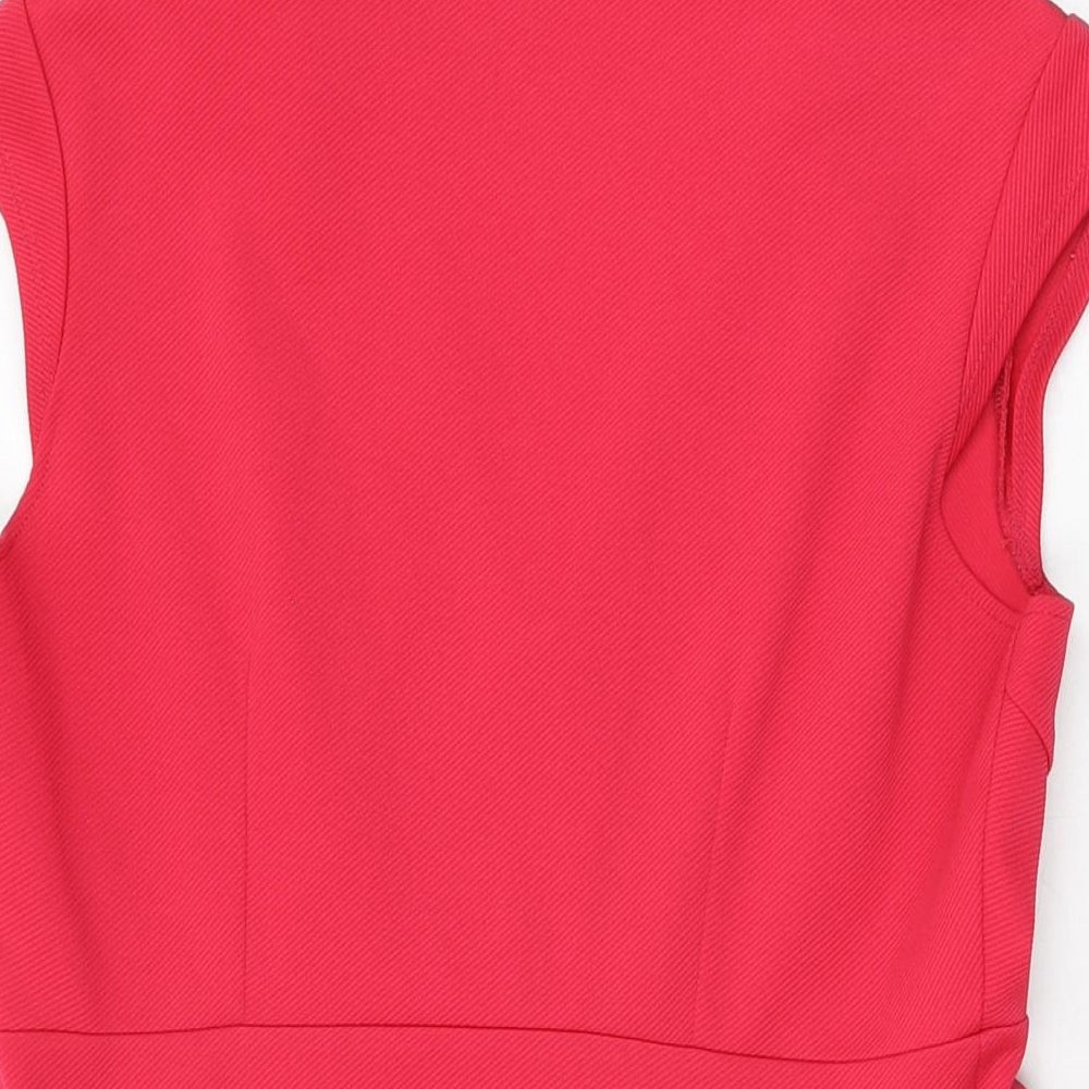 Dorothy Perkins Womens Pink Polyester A-Line Size 14 V-Neck Pullover