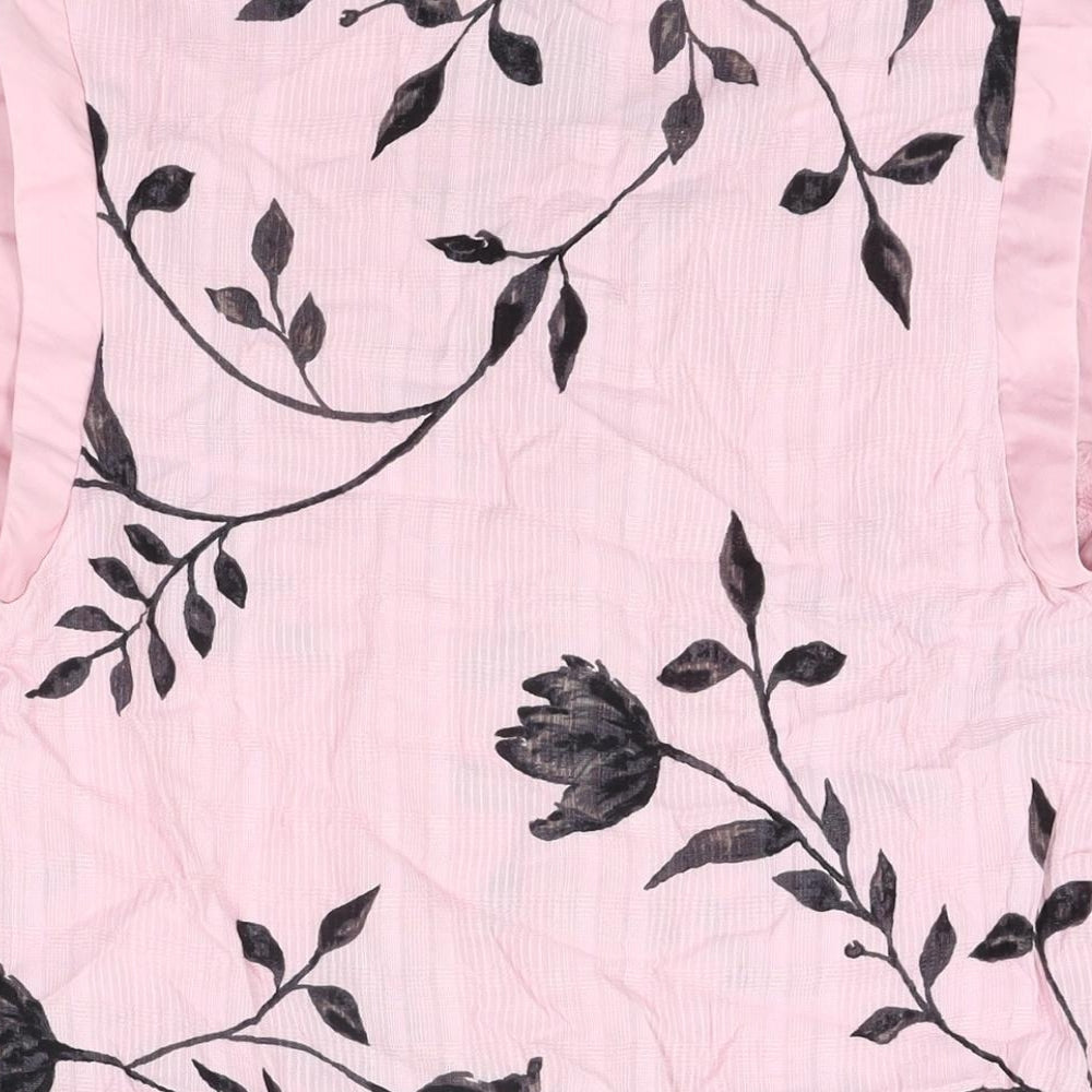 NEXT Womens Pink Floral Viscose Basic Blouse Size 10 V-Neck