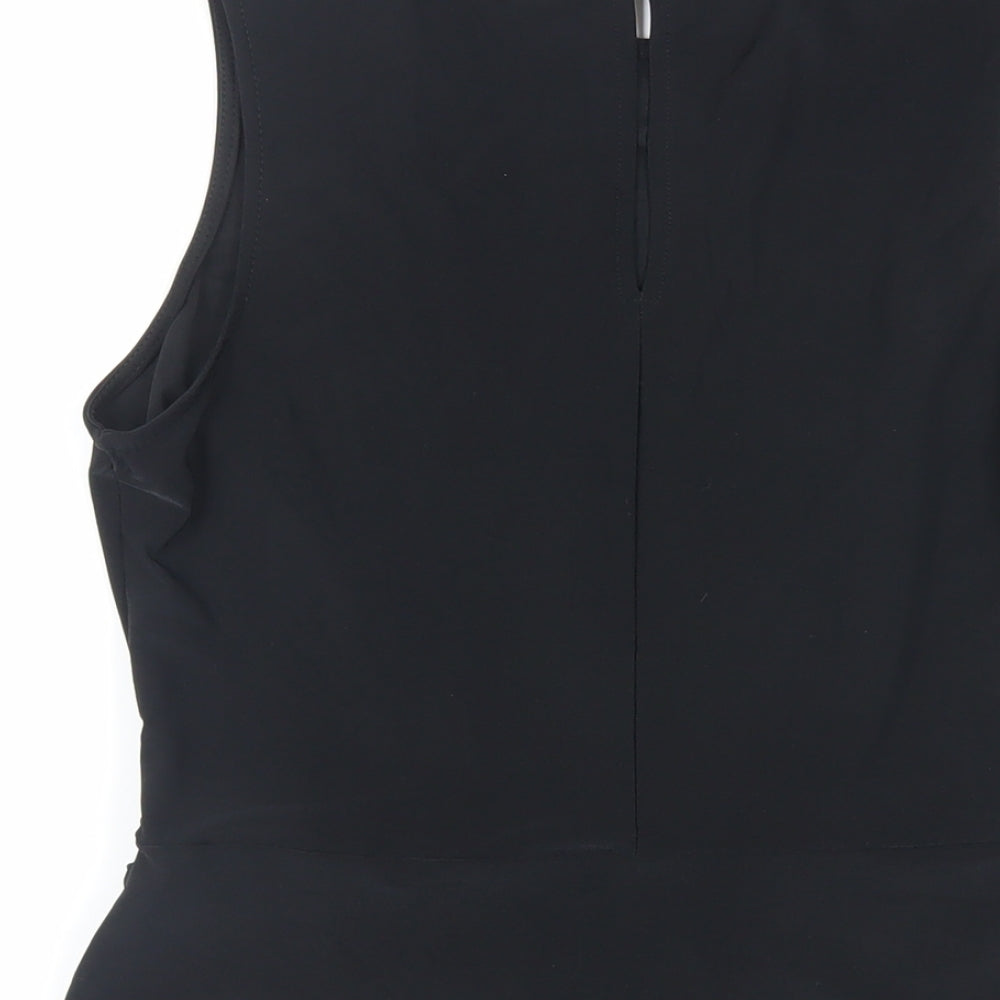 Warehouse Womens Black Polyester Basic Tank Size 10 Boat Neck
