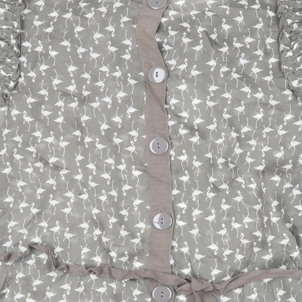 NEXT Womens Green Geometric Polyester Basic Blouse Size 16 Round Neck - Sheer