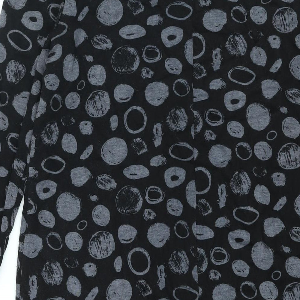 Roman Womens Black Geometric Polyester Shift Size 12 Round Neck Pullover