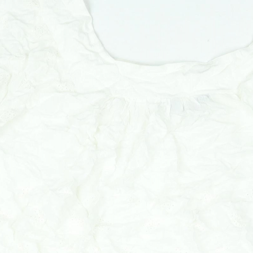 Yours Womens White Viscose Basic Blouse Size 20 Square Neck - Embroidered