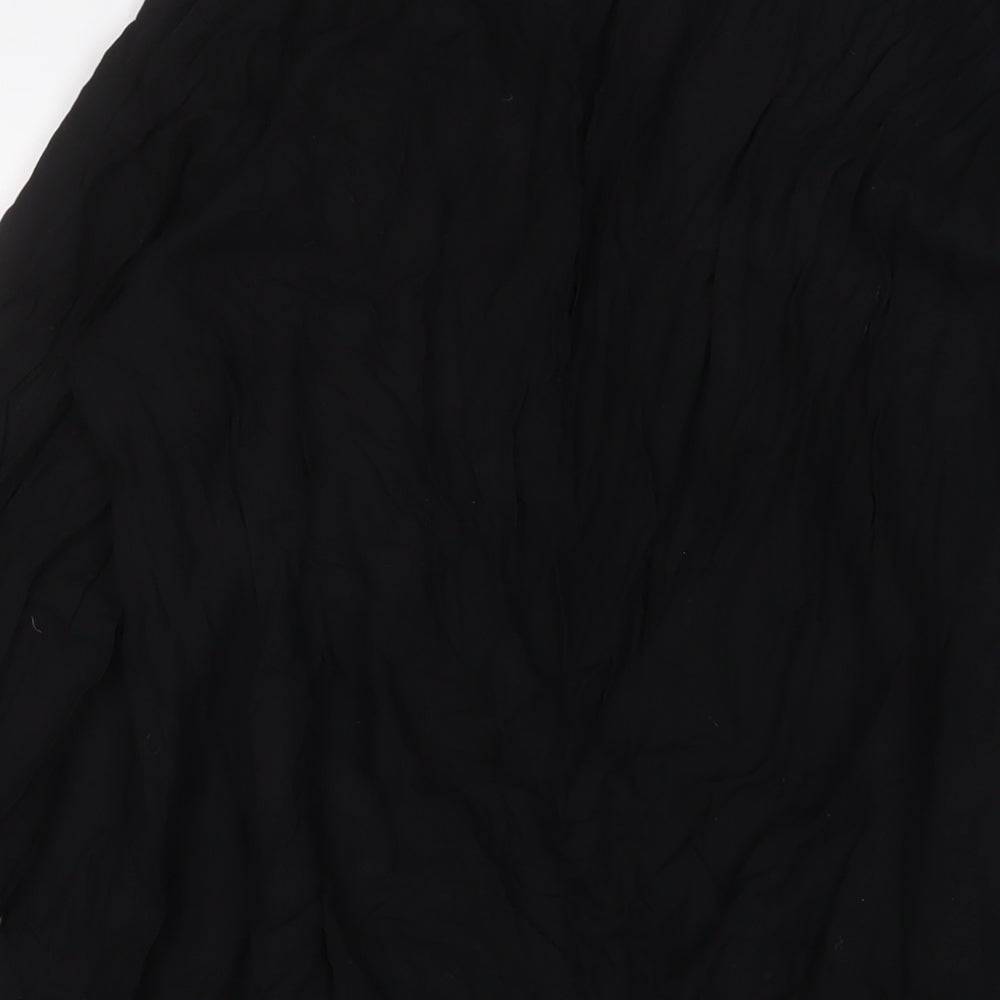 H&M Womens Black Viscose A-Line Size L V-Neck Button