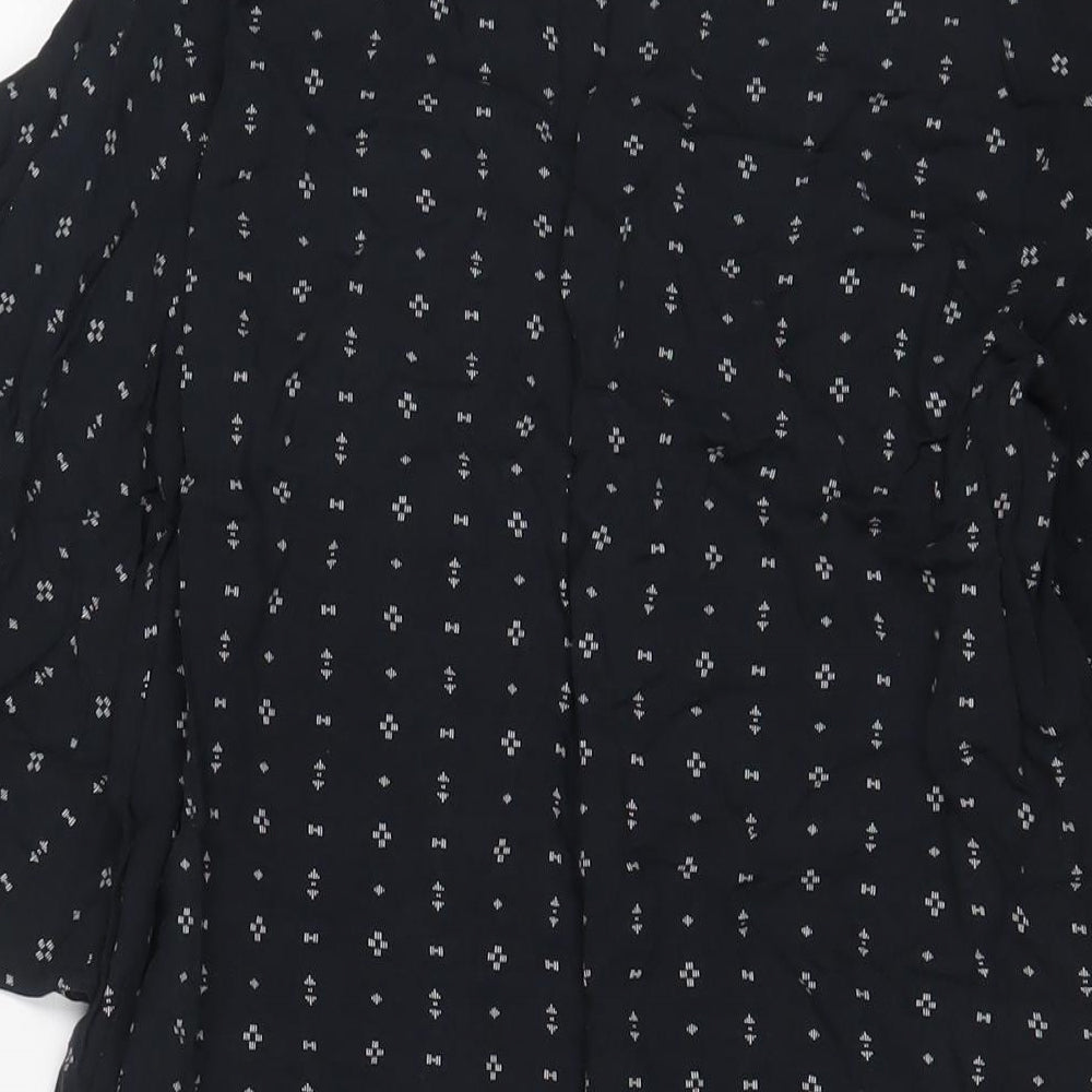 H&M Womens Blue Geometric Viscose A-Line Size 14 Boat Neck Pullover - Cold Shoudler