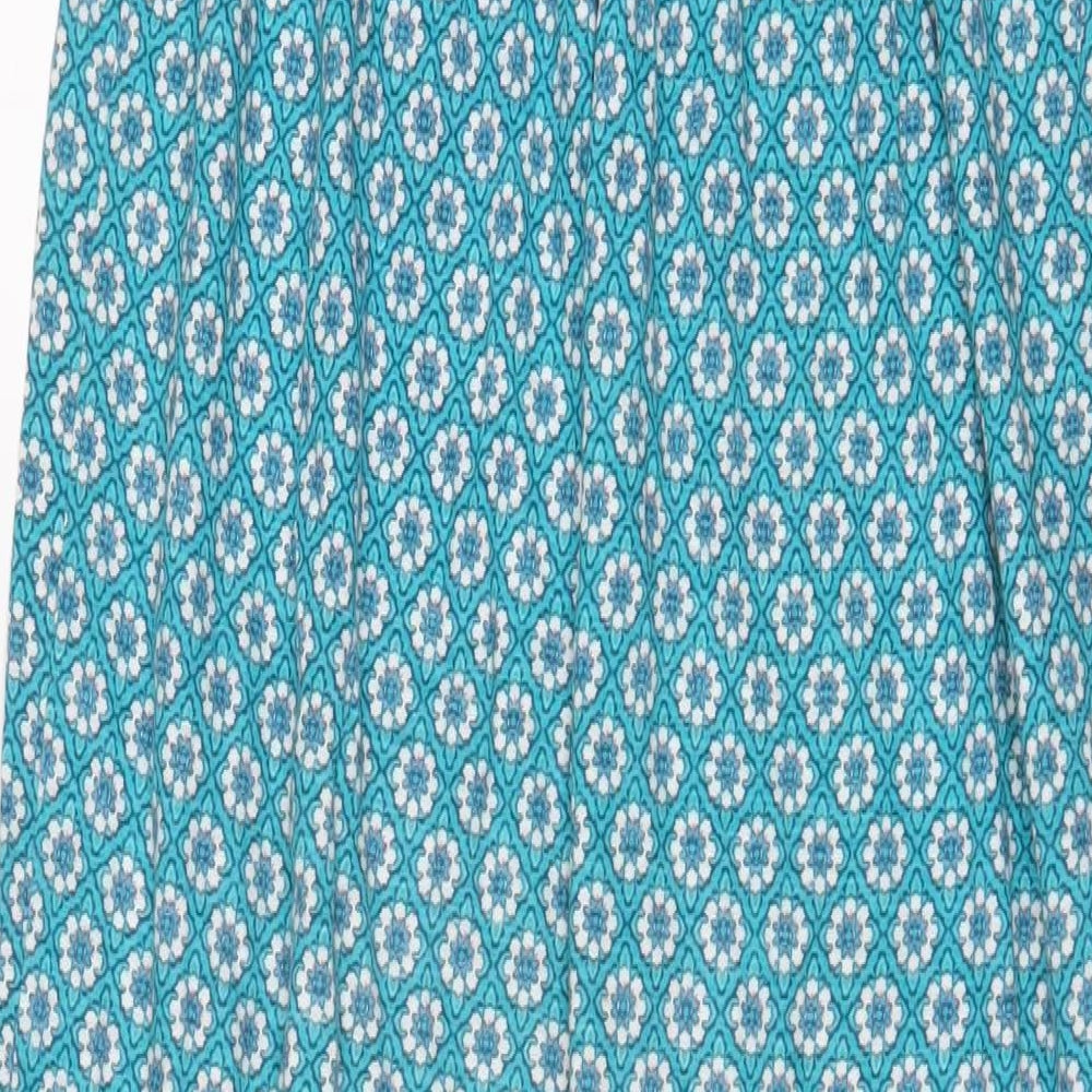 Next Womens Blue Fair Isle Cotton A-Line Size 8 Off the Shoulder Pullover
