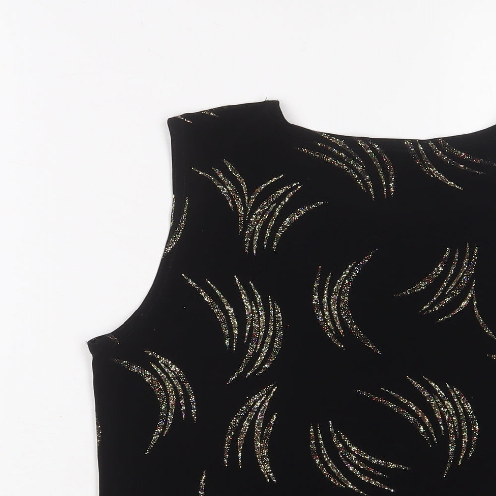 Reflections Womens Black Polyester Basic Tank Size M Crew Neck