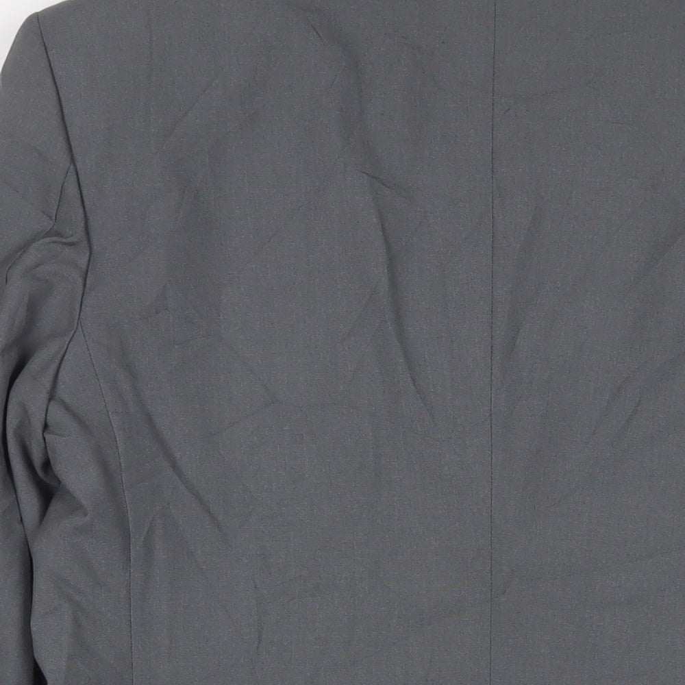 Brand and care label for Giorgio Armani men’s grey polyester jacket suit jacket, size 40, regular