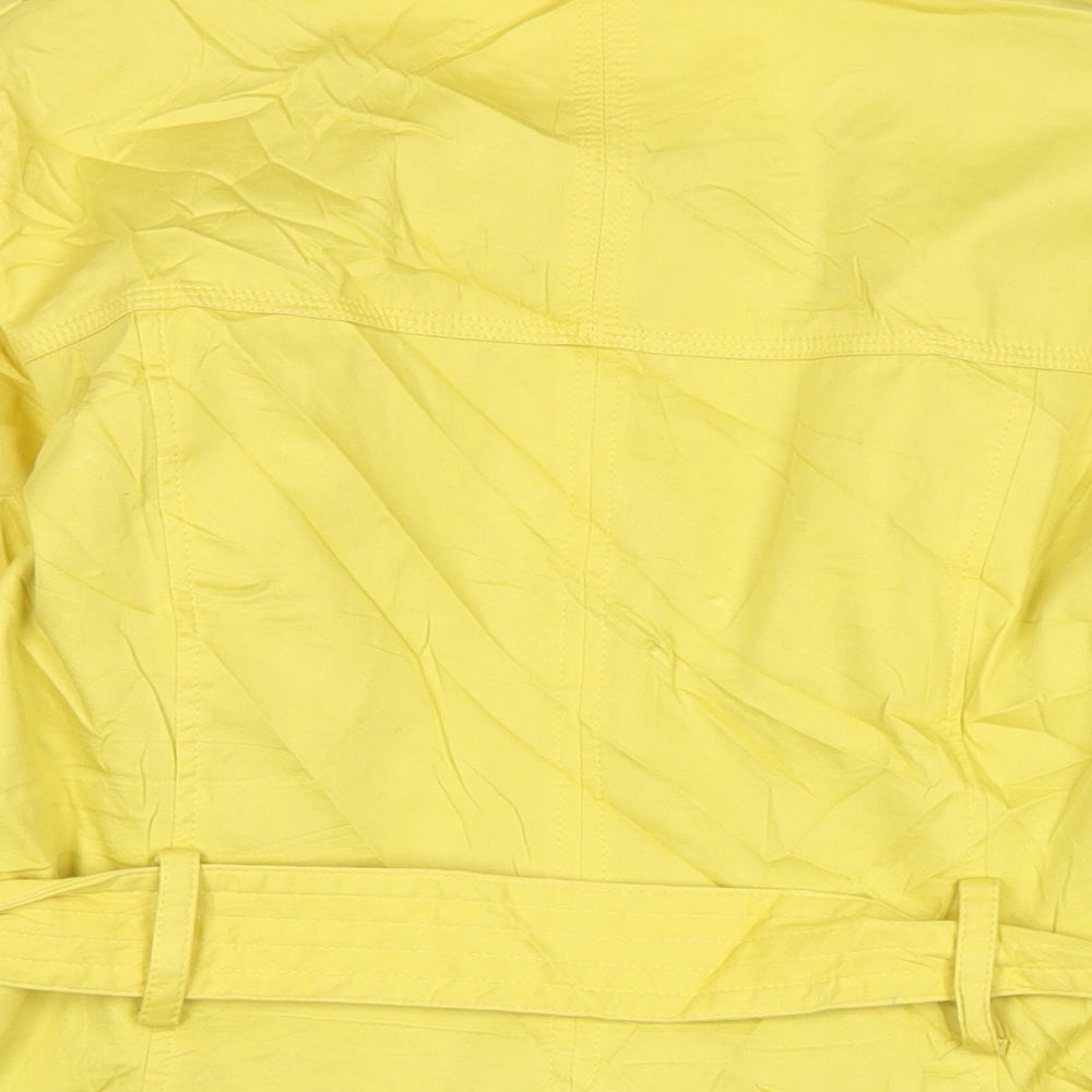 Marks & Spencer Womens Yellow Trench Coat Jacket Size 14 Button