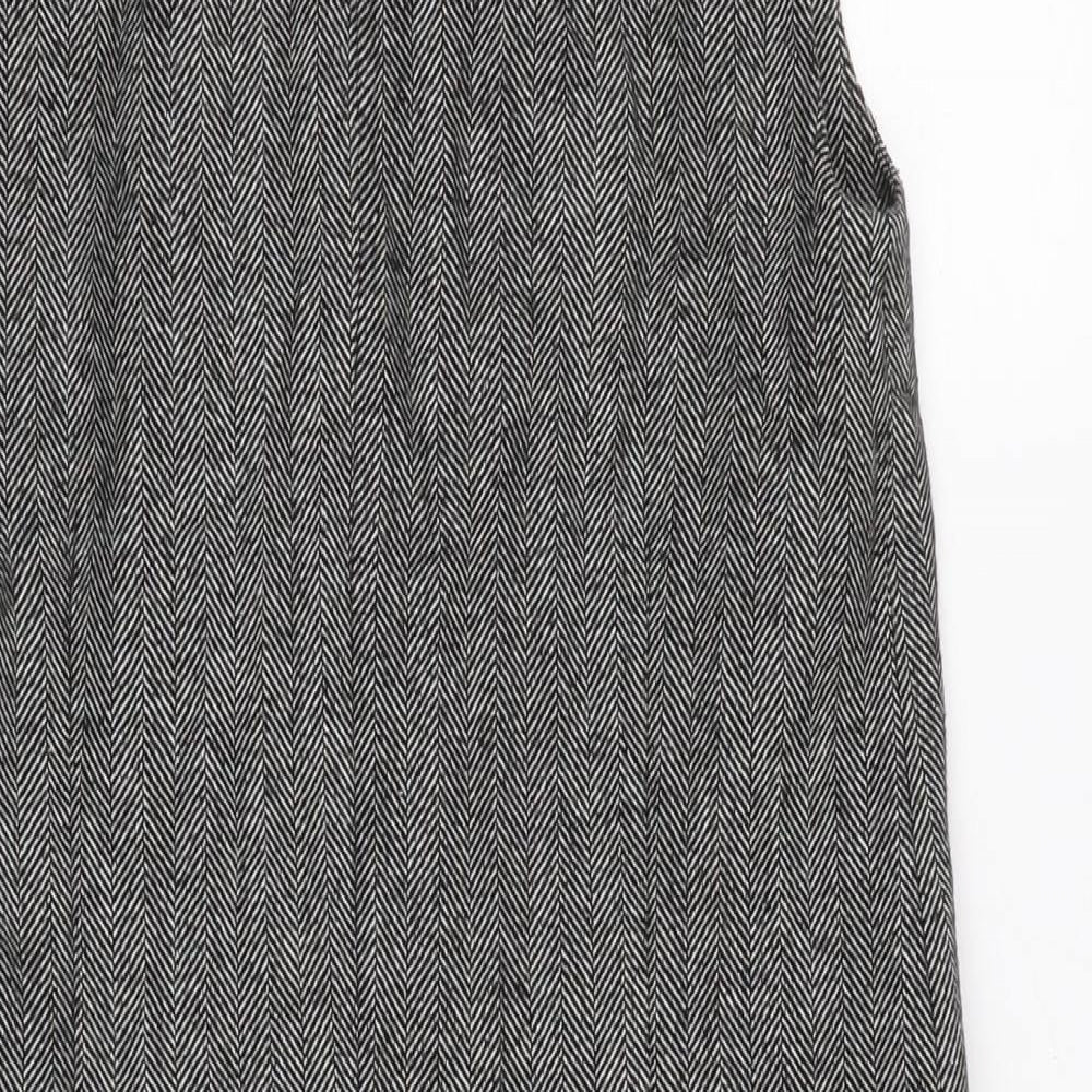 Warehouse Womens Black Herringbone Gilet Waistcoat Size 6 Button