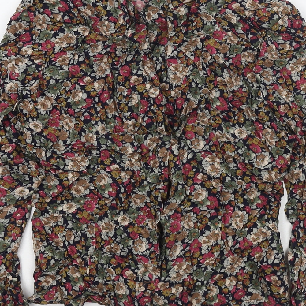 Dorothy Perkins Womens Multicoloured Floral Viscose Basic Button-Up Size 12 V-Neck