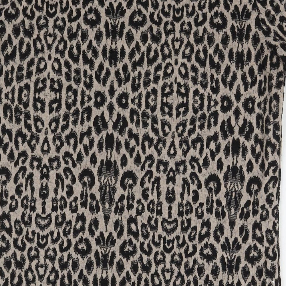 New Look Womens Black Animal Print Polyester A-Line Size 10 Round Neck Pullover