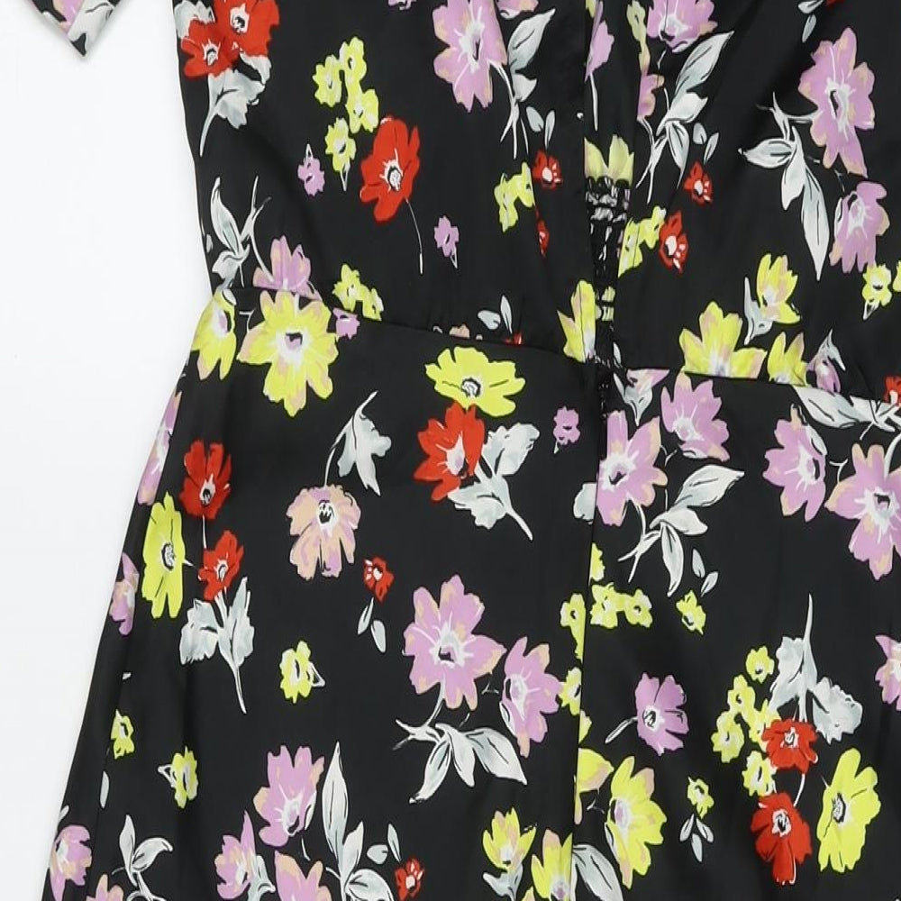 ASOS Womens Black Floral Polyester Maxi Size 10 Round Neck Zip