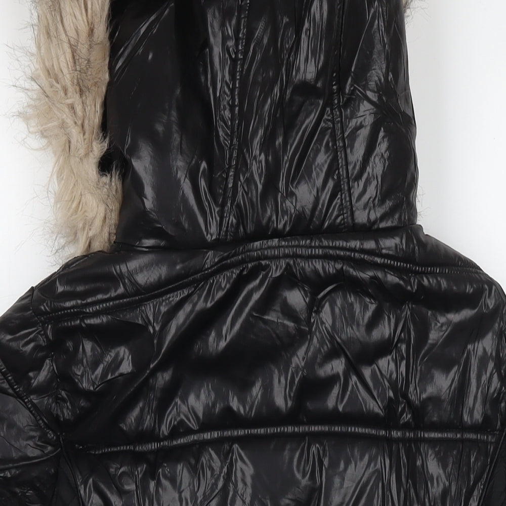River Island Womens Black Quilted Jacket Size 8 Zip