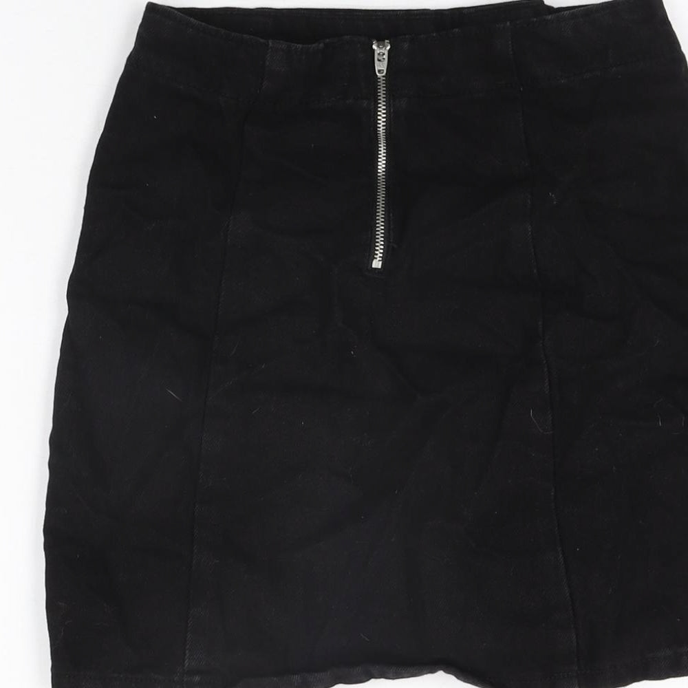 Denim Co Womens Black Cotton Mini Skirt Size 4 Zip