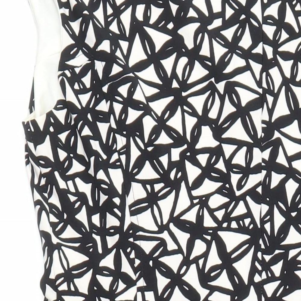 Anne Klein Womens Multicoloured Geometric Polyester A-Line Size 6 V-Neck
