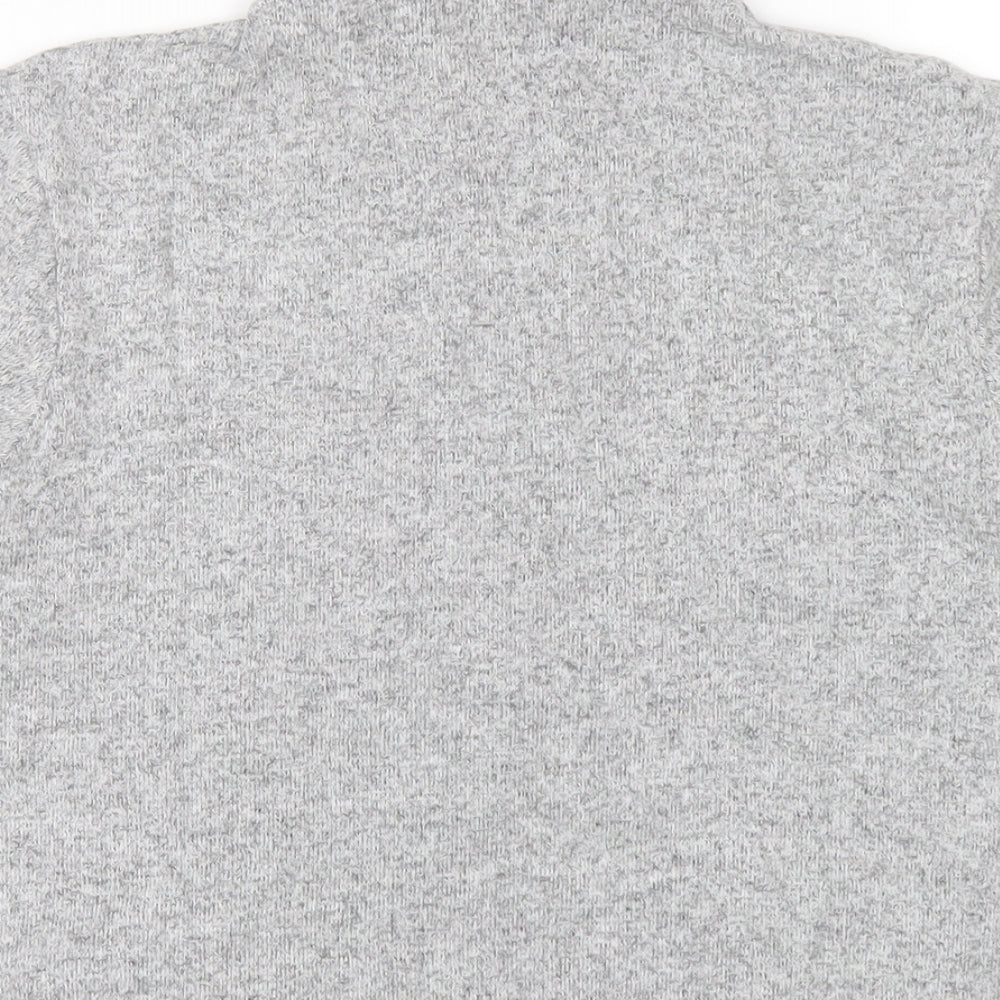 Marks & Spencer Womens Grey Viscose Basic T-Shirt Size 14 Mock Neck